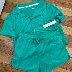 NICOLE MILLER 2 PIECE TERRY COVER UP SET LARGE BNWT